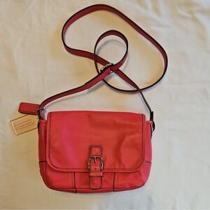COACH Hadley Leather Field Bag Pink Crossbody Buckle Flap Purse F29763